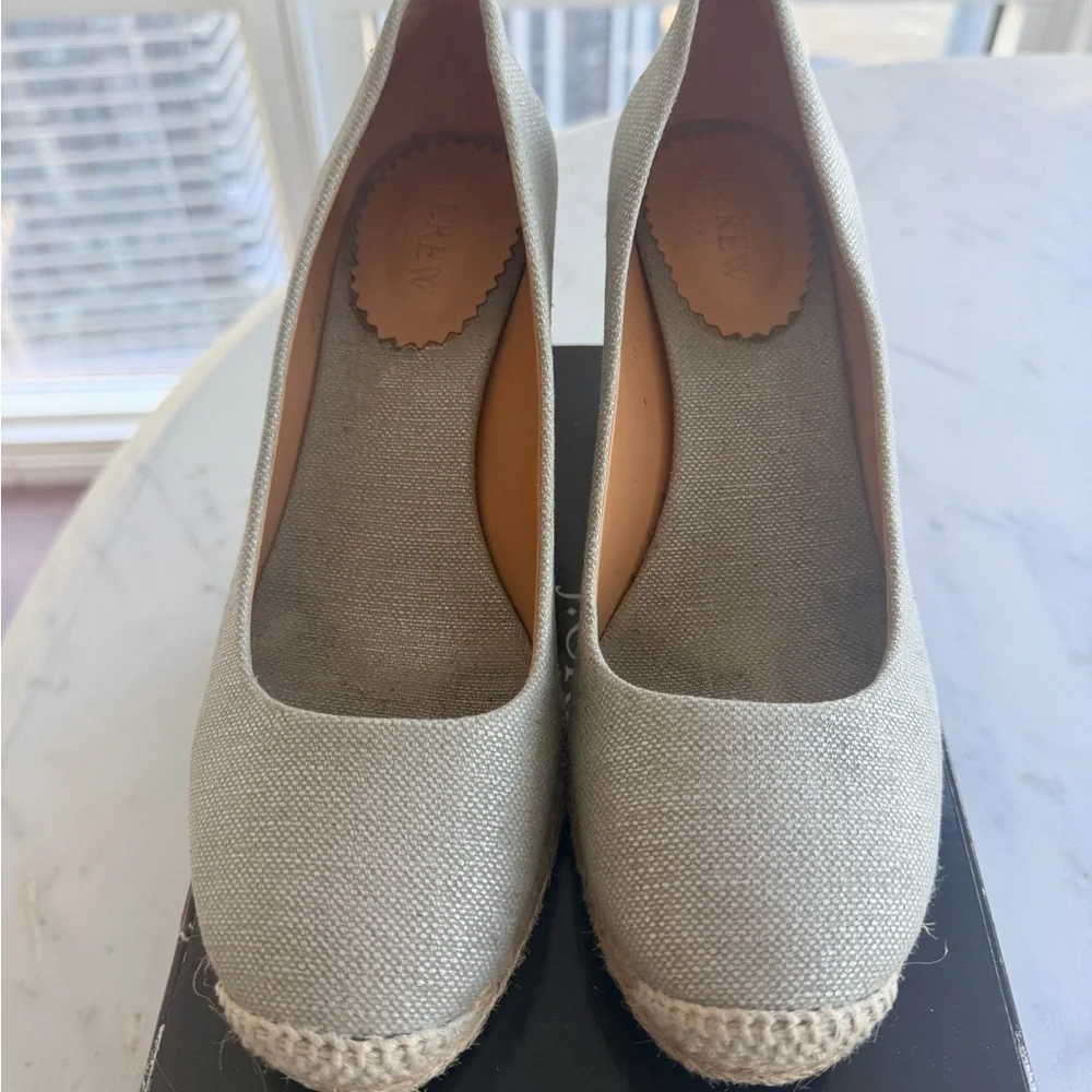 J. Crew Canvas Espadrille Wedges in Gray Size 8.5